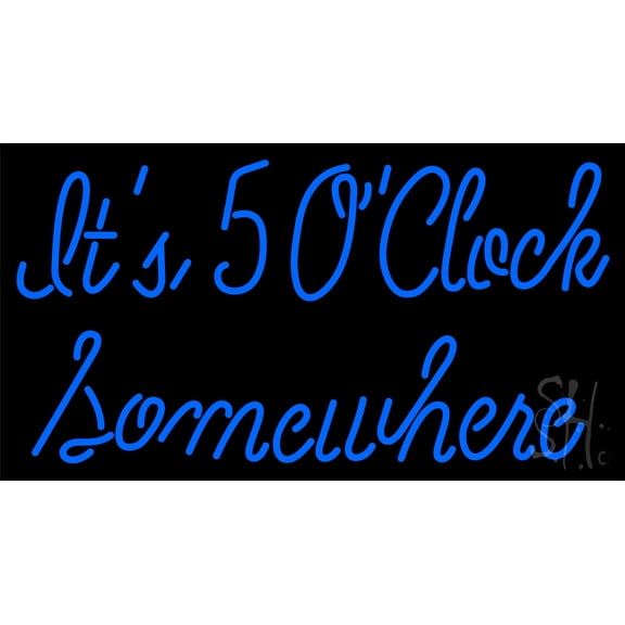 Its 50 Clock Someuhere LED Neon Sign 13 x 24 - inches, Black Square Cut Acrylic Backing, with Dimmer - Bright and Premium built indoor LED Neon Sign for café, club, party, event and stroefront.