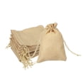 thumbnail image 1 of Bolsas de yute de 4x5.5 pulgadas con cordón, 50 piezas de bolsas de regalo de lino reutilizables para joyas, sacos para fiestas de Navidad y festivales, beige, 1 of 6