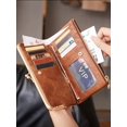 thumbnail image 4 of Solid Color Multi Functional Long Wallet, Vintage Clutch Coin Purse, Women's Card Holder Zipper Wallet (QB332-Purple), 4 of 7