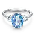 thumbnail image 3 of Gem Stone King 3.66 Ct Oval Millennium Blue Mystic Quartz White Topaz 925 Sterling Silver Ring, 3 of 6