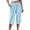 A Light Blue, variant on Linen Capri Pants for Women Elastic Waist Straight Leg Trousers Solid Color Summer Casual Loose Cropped Pants,Sizes S-3XL