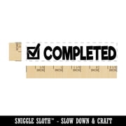 Completed with Checkmark Rectangle Rubber Stamp Stamping Scrapbooking Crafting - Small 2.50in