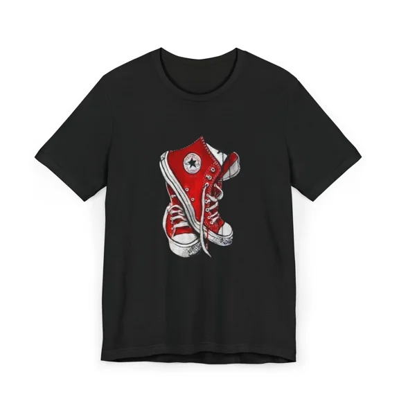 CLASSIC Vintage Unisex Jersey T-Shirt with Pair of Worn Converse, Retro Tee