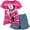 Pink, variant on Disney Minnie Mouse Toddler Girls T-Shirt and Chambray Shorts Outfit Set Coral / Blue Pin Stripes Bows 3T
