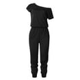 thumbnail image 2 of Aayomet Plus Size Jumpsuits For Women Elastic Long With Pockets Jumpsuit Shoulder Women's Sleeve Batwing Waist One Women's,Black L, 2 of 4