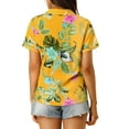 thumbnail image 4 of INSPIRE CHIC Valentine's Day Women's Shirts Hawaiian Short Sleeve Tropical Floral Button Down Tops L Yellow, 4 of 9