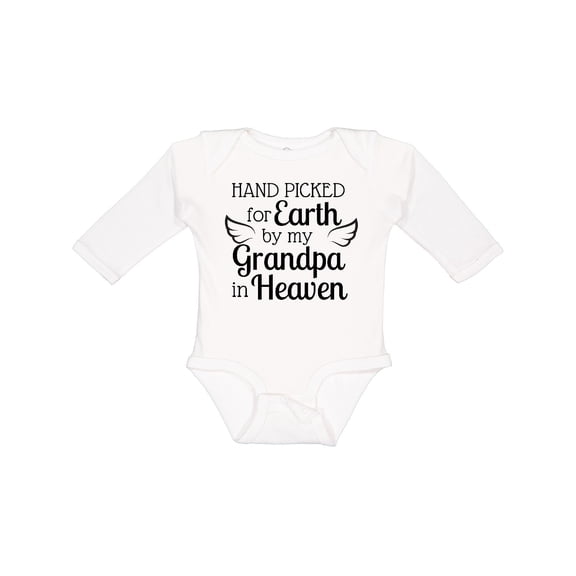 Inktastic Hand Picked for Earth by My Grandpa in Heaven Boys or Girls Long Sleeve Baby Bodysuit