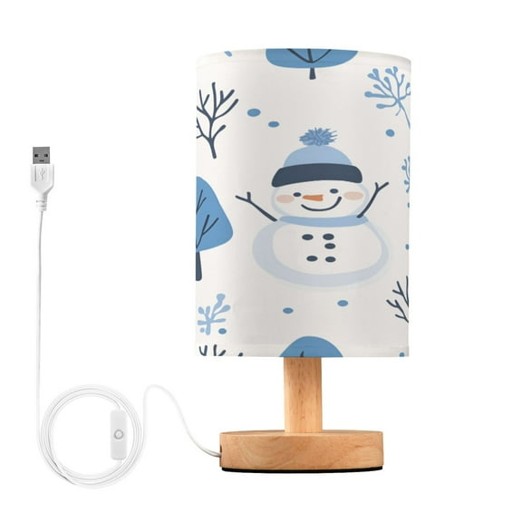 Yayeee Table Lamp for Bedroom Nightstand LED Portable Bedside Warm Light, Simple Cartoon Snowmen