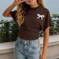 thumbnail image 2 of SOFTCCLO Girls Tshirts Short Sleeve Crewneck Graphic Tees Cute Bow Print Waist Cinched Stylish Casual T-Shirts for Girls Size 9-10Y, 2 of 5