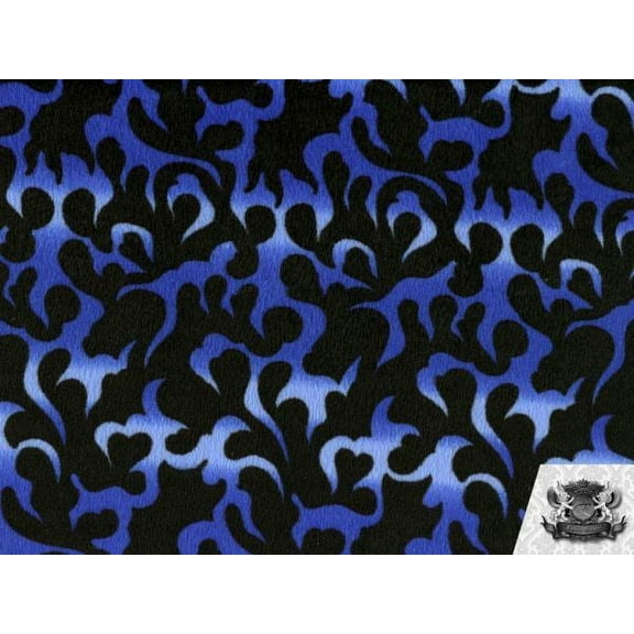 Velboa Faux Fake Fur Short Pile Royal Blue Fire Flame Fabric