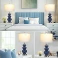 thumbnail image 5 of Triple Gourd Ceramic Table Lamps Set of 2, Modern Blue Bedside Lamps with USB A+C Ports & AC Outlet, 3 Way Touch Control Contemporary Nightstand Lamps for Bedroom Living Room, 5 of 18