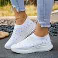 thumbnail image 3 of EKVAHL Slip On Sneakers for Women, Orthopedic Rhinestone Mesh Arch Support Walking Shoes, Lightweight Gym Dance Outdoor Daily Sneakers White, 3 of 5