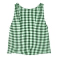thumbnail image 6 of Xdegoge Linen Crop Tank Tops for Women Boat Neck Sleeveless Casual Vacation Beach Fashion Boxy Fit Checkered Plaid Pattern Soft Breathable Spring Summer Tops, 6 of 7
