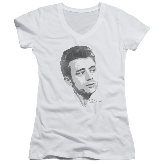 Dean - Vintage Face - Juniors Cap Sleeve V-Neck Shirt - XX-Large