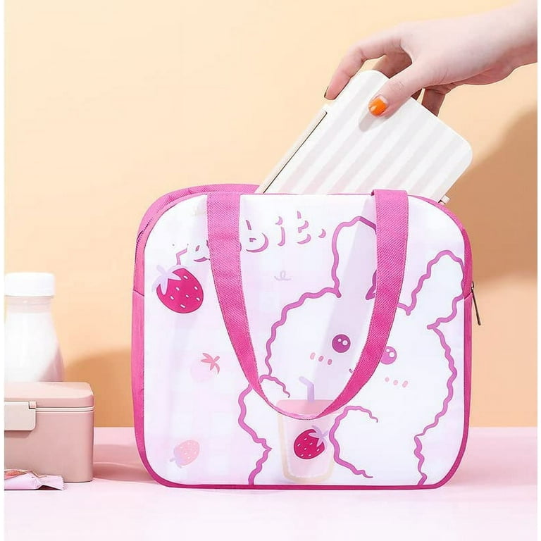 DanceeMangoos Kawaii Lunch Bag Cute Anime Lunch Box Aesthetic Japanese  Insulated Multi-Pockets Tote Bag for School Work Picnics Travel Accessories  (Beige) 