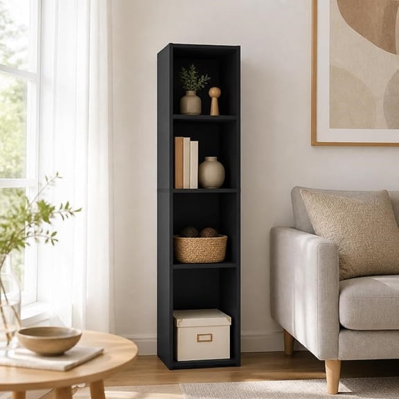 5-Tier Bookcase, Cube Bookshelf, Book Shelf, Cube Storage Organizer with Open Shelves, 9 x 12 x 52, for Living Room, Home Office, Bedroom, Blackwood