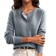 thumbnail image 2 of Cardigan Sweaters for Women Fall Solid Button Up Knit Tops Lightweight Trendy Warm Soft Clothes Light Gray L, 2 of 6