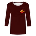 thumbnail image 4 of Xihbxyly Chemises à Manches 3/4 pour Femmes Plus Size T-shirt Imprimé Mode pour Femmes Blouse Manches 3/4 Col Rond Décontracté Tops Tendance Low, 4 of 4