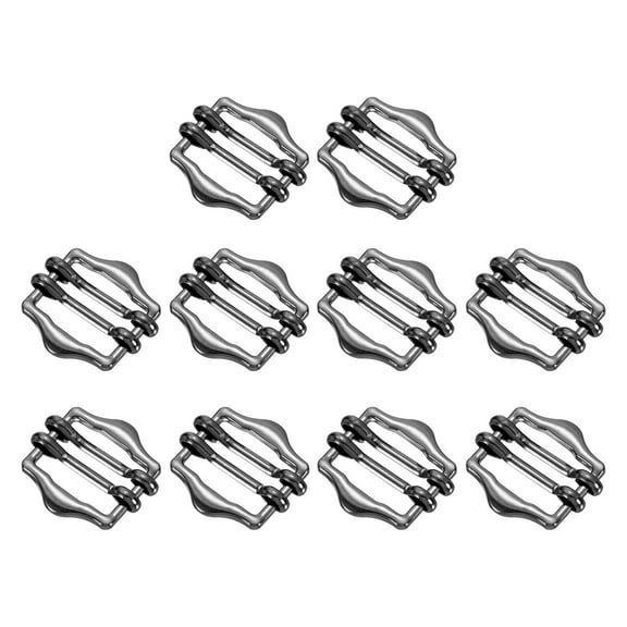 10 Pack Metal Slide Buckles, 15mm Double-Pin Webbing Strap Roller Adjuster, Slider Buckle Tightener for Suit Belt Cloth Bags Replacement Part, Dim Gray