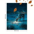 thumbnail image 3 of Reindeer Grazing Starry Night Winter Landscape Canvas Print, Suitable for Living Room, Office, Hallway, Cabin, Lodge, 3 of 8