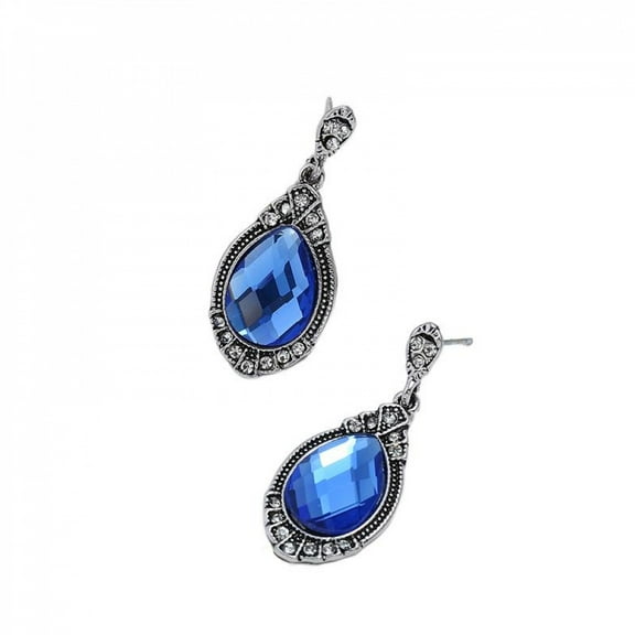 LINXIQIN Women Tassel Earrings Vintage Blue Gemstone Water Drop Earrings Jewelry