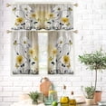 thumbnail image 2 of Teal Floral Kitchen Curtains Valance and Tiers Set 3 Piece Rustic Flowers White Daisy Butterfly Rod Pocket Small Short Living Room Bedroom Bathroom 54x18 inch + 27.5x36 inch*2, 2 of 6