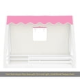 thumbnail image 6 of Twin Size House Floor Bed with Tent and Light, Solid Wood Teepee Floor Bed with Full-length Guardrails, Montessori and Childlike Design, White+Pink, 6 of 11
