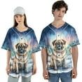 thumbnail image 4 of Hello Winter Pug Welcome Snowy Night Watercolor Vintage All Over Print 3D Baseball Shirt Dog Lover Gifts Softball Sport - 01011, 4 of 6