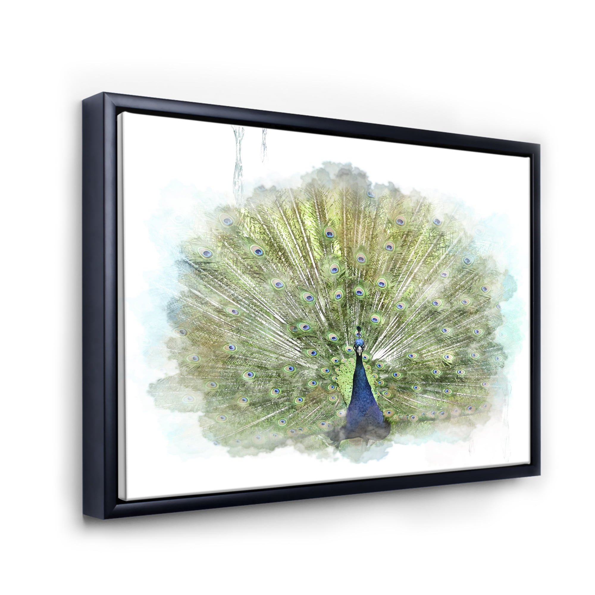 Designart 'Dancing Peacock Bird' Traditional Framed Canvas Wall Art Print