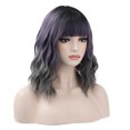 thumbnail image 2 of RightOn 14" Purple Grey Ombre Wig Short Curly Wig with Bangs Ombre Purple Wig Synthetic Wigs Women Girls Ombre Wig with Wig Cap, 2 of 6