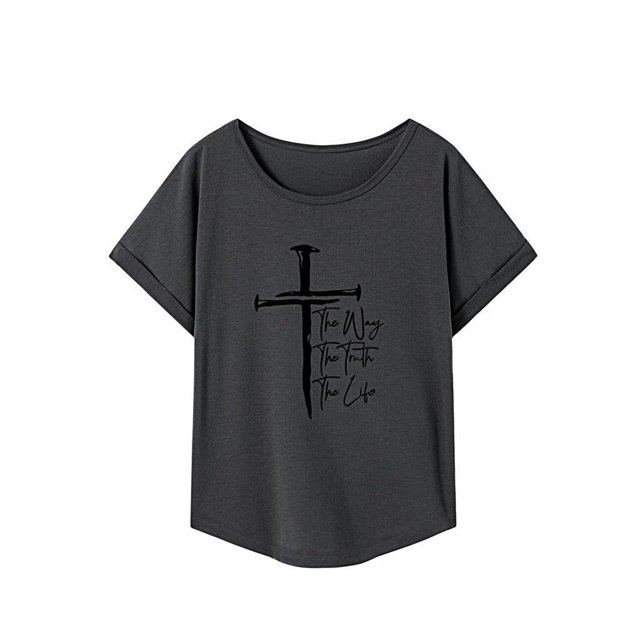 Camiseta para mujer, camisetas de verano, camisa transpirable con cuello redondo para viaje, oficina, regalo para mujer S