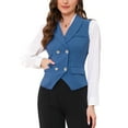 thumbnail image 1 of CHALECO DE TRAJE PARA MUJER INSPIRADOR CHIC Doble Botón Vestido Empresarial Chaleco Elegante M Azul Gris, 1 of 6