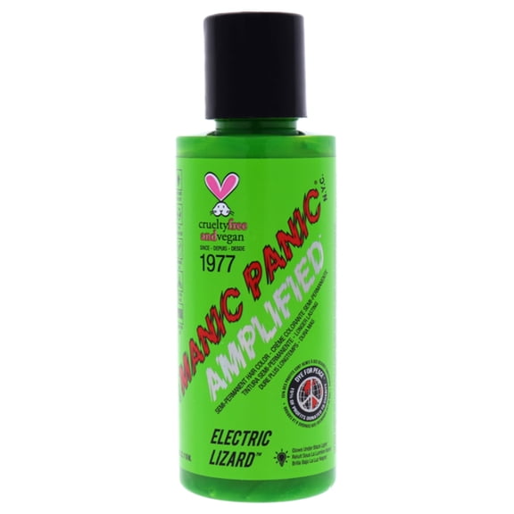 MANIC PANIC Electric Lizard Amplified Semi-Permanent Hair Dye - Bright Neon Green Color - Glows in Blacklight - Vegan, PPD & Ammonia Free