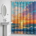 thumbnail image 6 of Impressionist Theme Bathroom Shower Curtain, Sunrise Ocean Oil Painting Waterproof Washable Soft Bath Curtain for Bathtub Decor with 12 Hooks&Grommet, 66x72 Inch, 6 of 9
