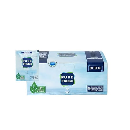 Wipes: Flushable, individually wrapped wipes for travel. 40 on-the-go singles