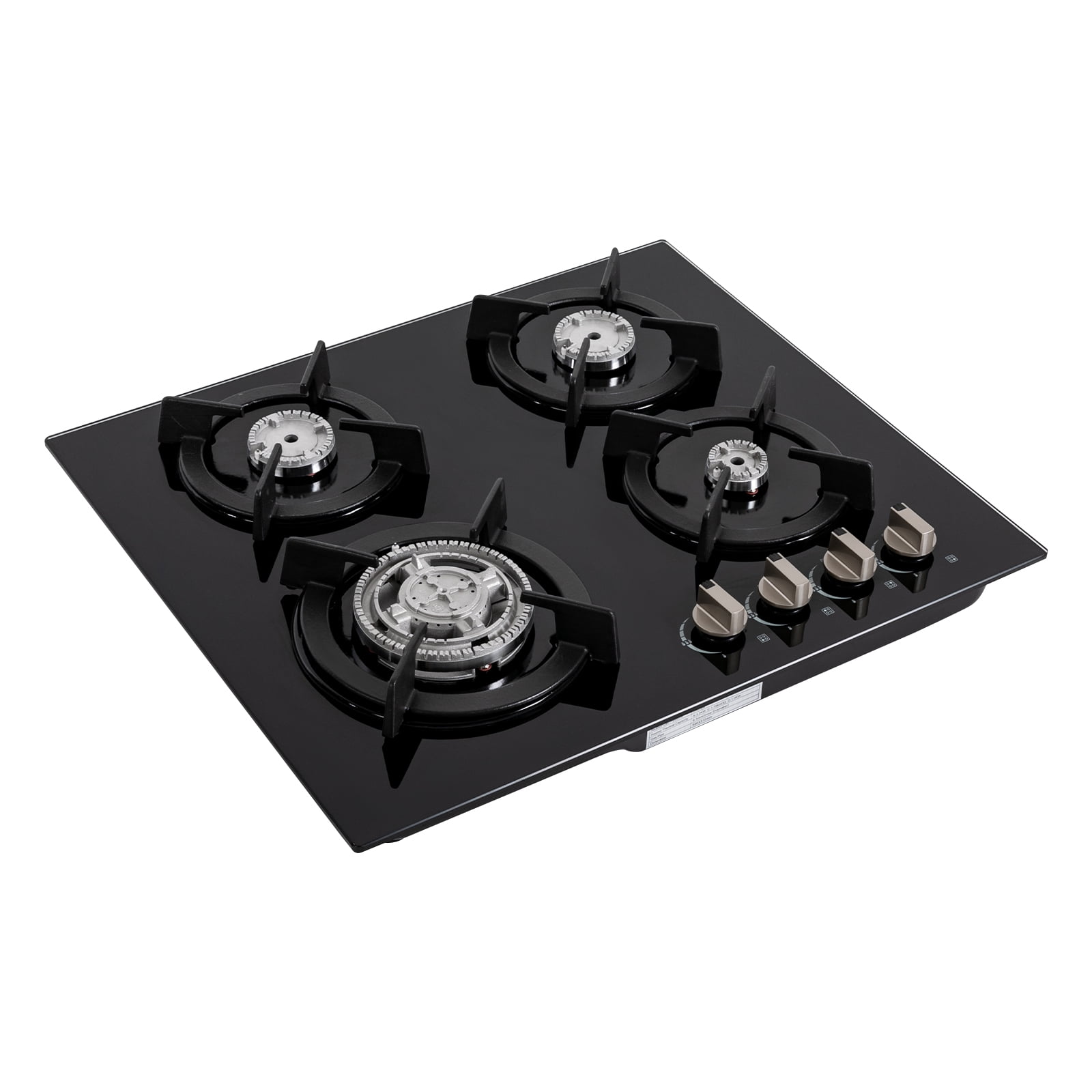 59*51cm 4-Burner NG Stove Built-in/Countertop Gas Stove NG/LPG Tempered Glass for Home Kitchens Restaurants Hotels