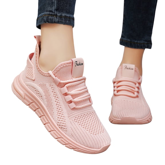 Domzle Women's Walking Shoes Comfortable Cushion Running Tennis Shoes Non-Slip Athletic Workout Cross Training Sports Fashion Sneakers Pink 38
