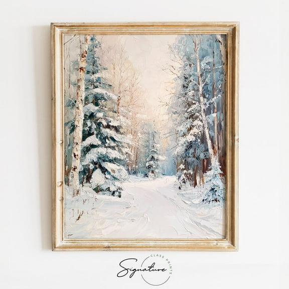 Cedar Forest With Overlapping Snowy Branches, Rustic Winter Wall Art, Frosty Winter Holiday Forest Scene, Holiday Cottagecore Poster Home Decor UNFRAMED Poster, Wall Art for Decor, Present, 8x12