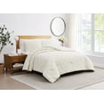 thumbnail image 3 of TRULY SOFT Textured Checkered Cream King 3 Piece Comforter Set, Solid Color Themed, Oeko-TEX Certified Confidence, 3 of 9