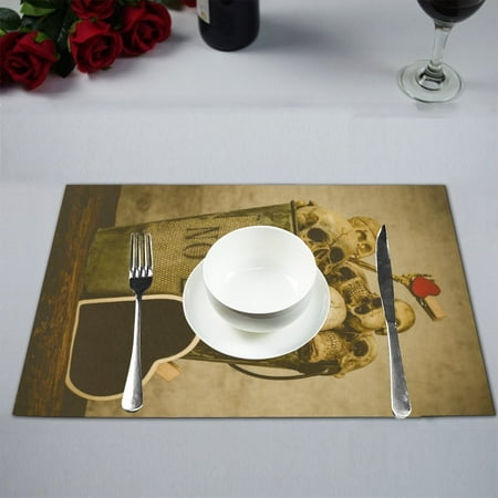 Still Life Table MYPOP Still Life With Human Skull Kitchen Table Mat Placemats for Dining Table 12x18 inches ()