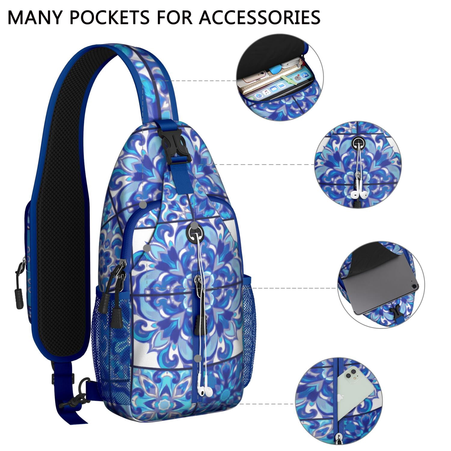 Sling Bag Bohemian Tribal Hiking Daypack Crossbody Backpack Purse for Men Women