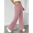 thumbnail image 4 of Pantalones de Salón A Rayas de Pierna para Mujer, Cintura Elástica y Bolsillos Rojo L, 4 of 8