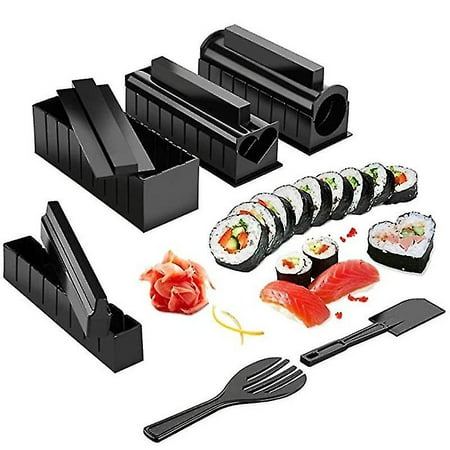 Sushi Maker Set, set de 17 pièces pour débutants à réaliser soi-même, avec  moules à rouleaux de riz, fourchette, couteau, tapis à rouler, bâtons