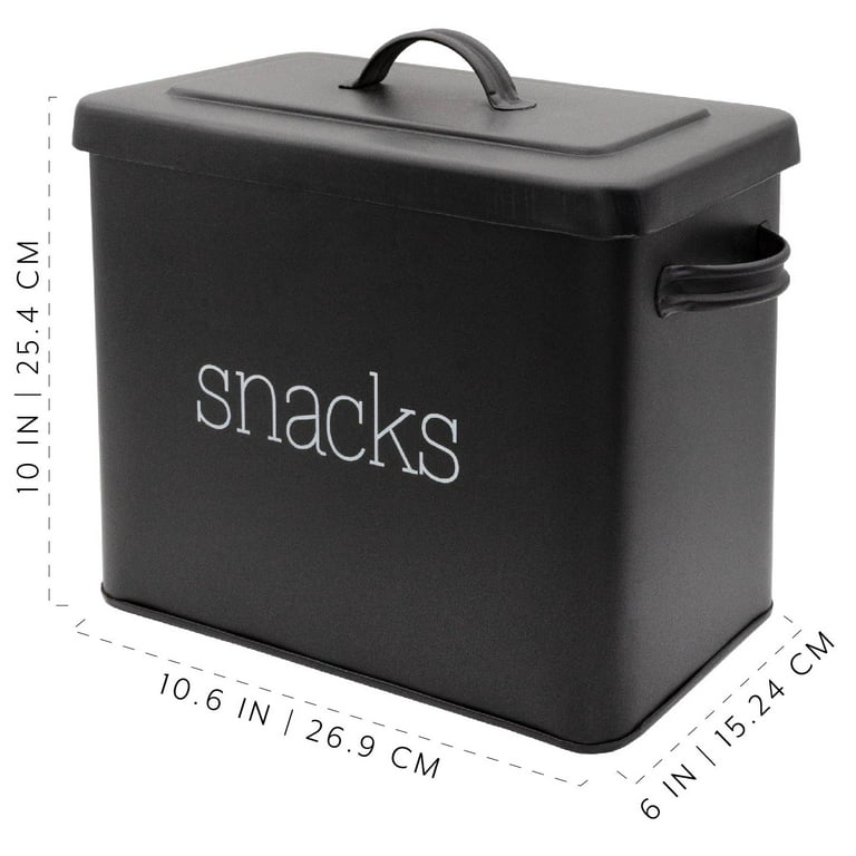 AuldHome Black Enamel Snack Bin; Modern Farmhouse Style Snack Container,  Ideal for Single Serving Snacks