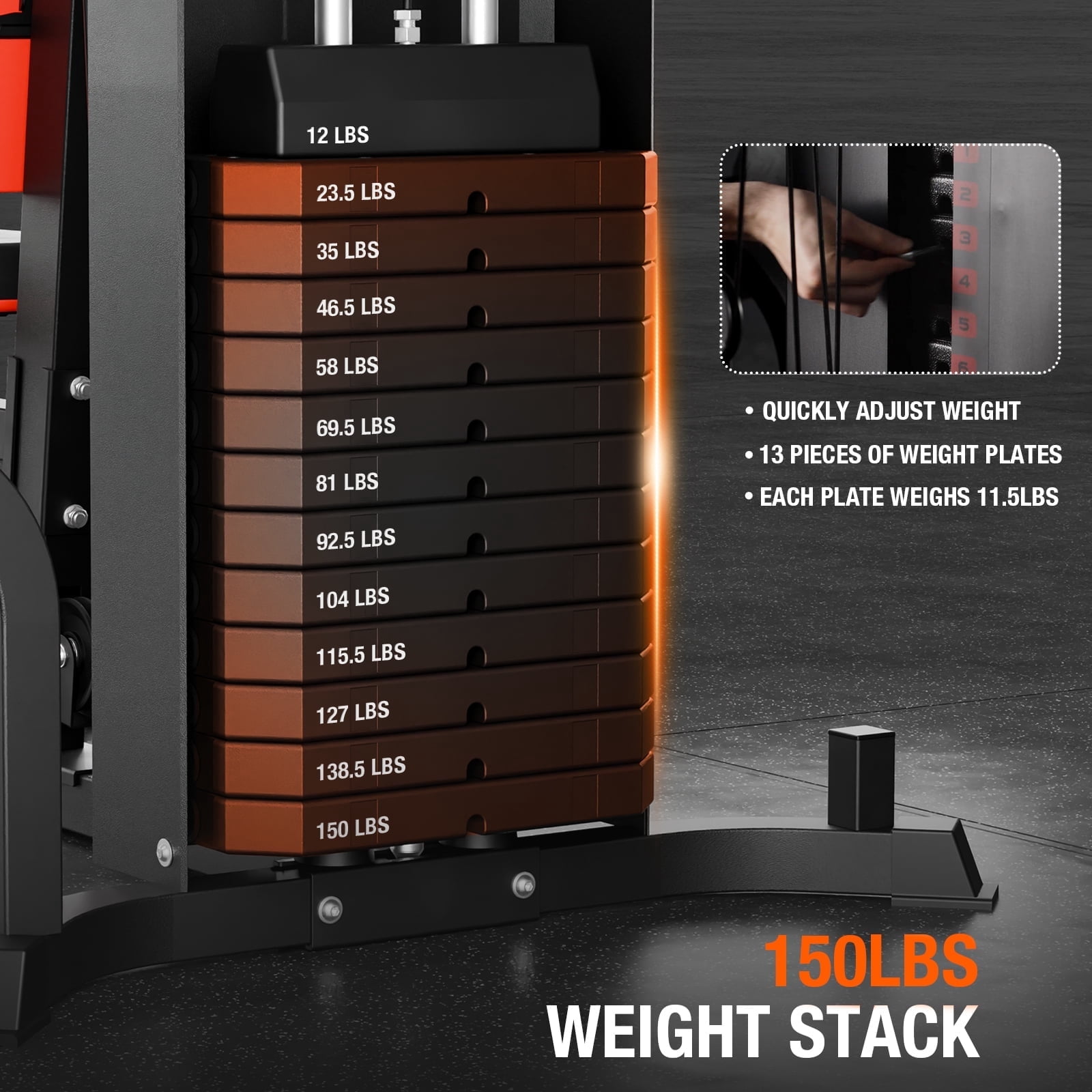 Syedee Home Gym Station, Workout Station With 150LBS Weight Stack, Home Gym Equipment With Power Tower for All Body Training