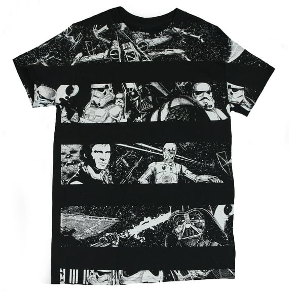Star Wars Mens T-Shirt - New Hope Scene Swathes ALL Over Image (Medium)