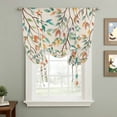 thumbnail image 2 of Teal Orange Eucalyptus Tie Up Curtains for Windows, Adjustable Balloon Window Shades, Spring Botanical Leaves Kitchen Window Treatments Farmhouse Short Curtains with Rod Pocket 42"x45", 2 of 8