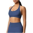 thumbnail image 2 of AherBiu Sports Bras for Women Halter Crewneck Low Cut Hollow Back Stretch Athletic Workout Yoga Bra Tank Tops, 2 of 9