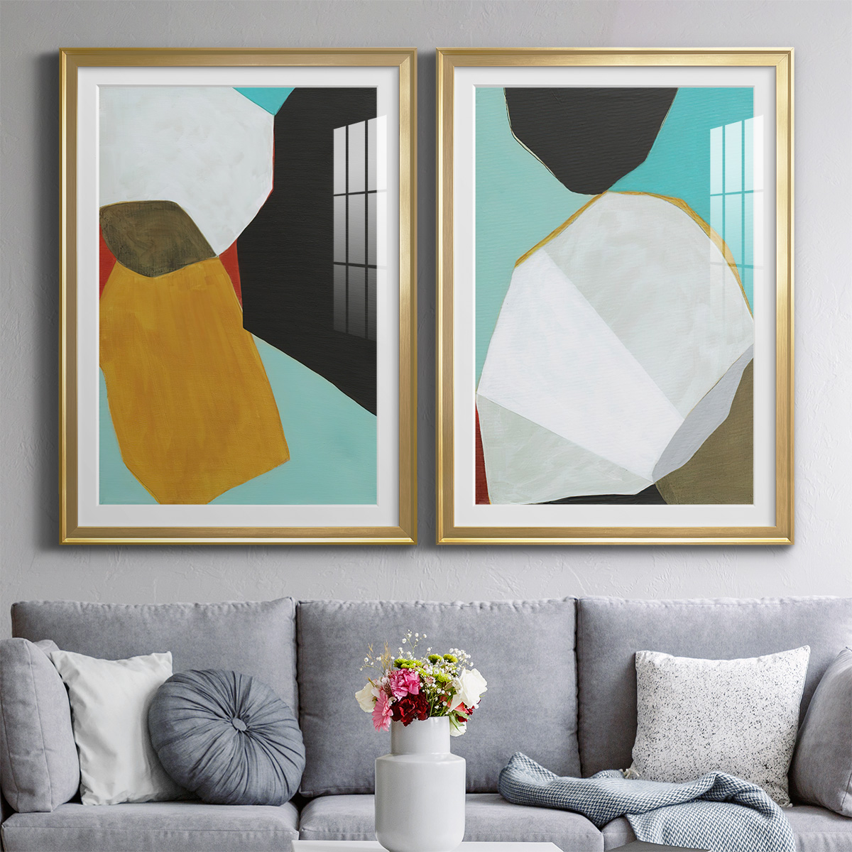 Wexford Home Graphica I Premium Framed Print, 26.5" x 36.5" - Ready to Hang, Gold (Set of 2)