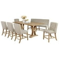 thumbnail image 1 of Ensemble de Salle à Manger en Bois Naturel avec Table Extensible + Sièges Beiges, 1 of 12